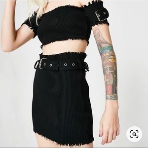 Dolls Kill Black Belted Ribbed Set